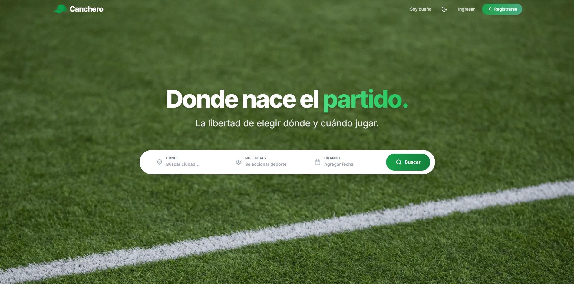 Captura del sistema desarrollado para Canchero