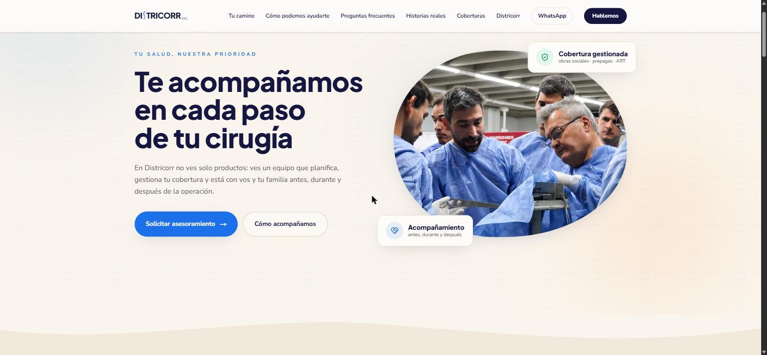 Captura del sistema desarrollado para Districorr SRL