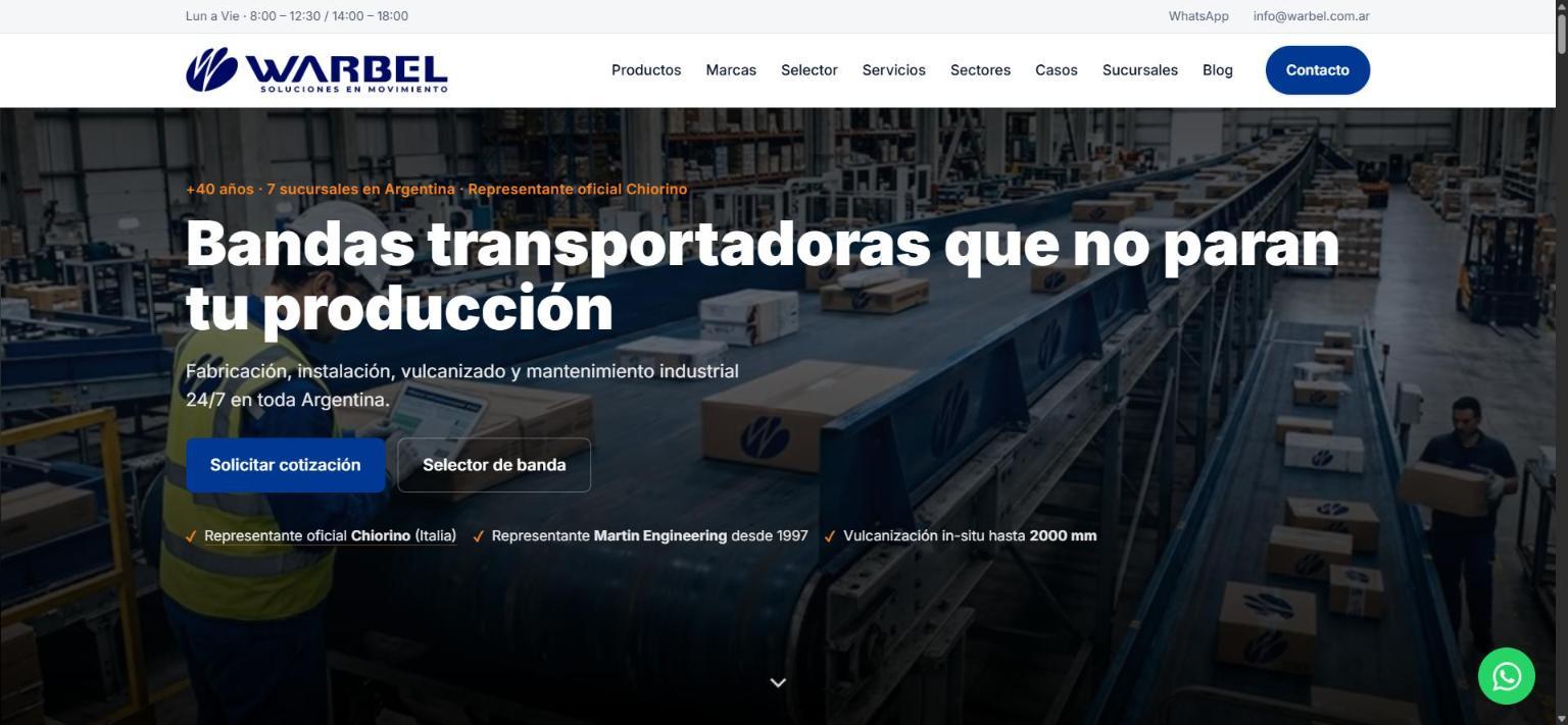 Captura del sistema desarrollado para Warbel S.A.